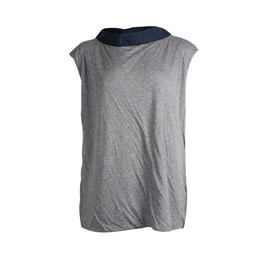 Marni Contrast Collar Cap Sleeve Top in Grey Jersey